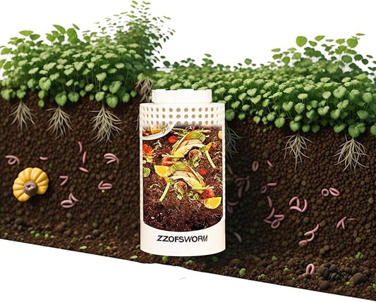 Inground Worm Farm Compost Bin Kit Recycling Kitchen Food Waste to Raised Garden Beds Outdoor with Holes&Lids in Bed&Home