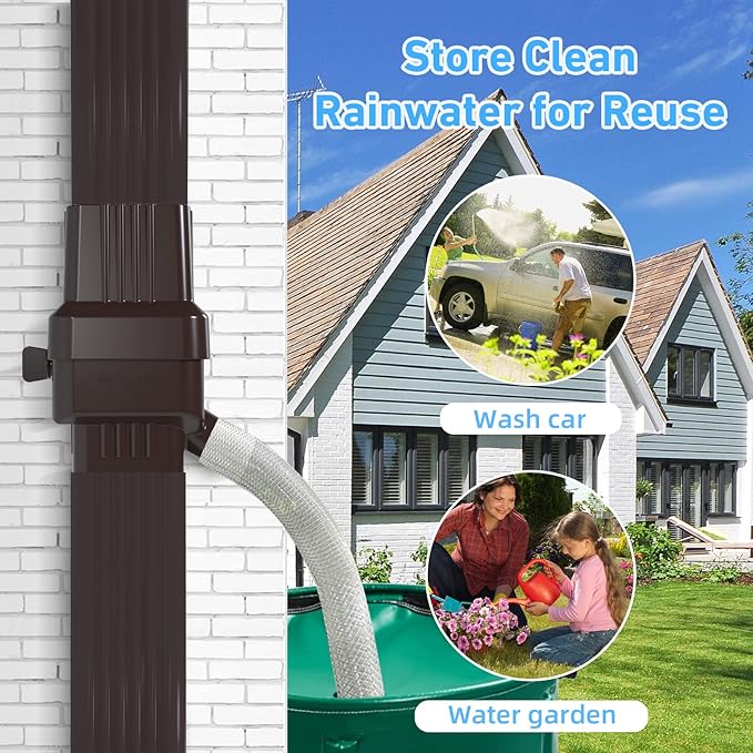 Rainwater Collection System,for 2"X3"Downspout Diverter with Adjustable Collection Capacity, Rain Barrel Diverter Kit RainWater Catching