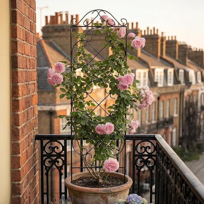 Garden Trellis 4 Pack 48'' H x 12.5'' W Metal Plant Climbing Trellis Suitable for Potted Plants Indoor and Outdoor Climbing Plants Flower Ivy Clematis Black