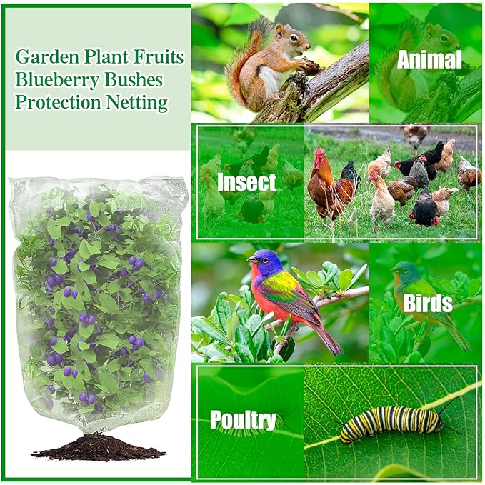 3 Pcs Plant Barrier Net Mesh, Plant Barrier Net Mesh, Bird Netting, Barrier Bags for Vegetables Fruits, Covering Plants Bags, Tomato Plant Netting for Protect Plants from Birds(2.4 x 3.5 FT)