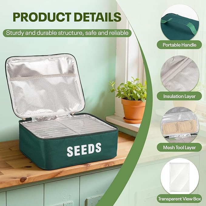 22 Slots Seed Storage Organizer Box with 30 Seed Envelopes & 84 Labels – Seed Bank Kit for Saving, Seed Packet Organizer Can Hold 160+ Seed Envelopes, Great Gift for Seed Keeper & Garden Lovers