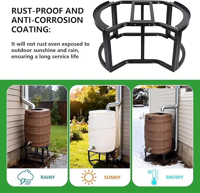 Rain Barrel Stand Heavy-Duty Stainless Steel- Fits 45/50/55 Gallon Barrel,Garden Rain Water Collection Barrel Stand.