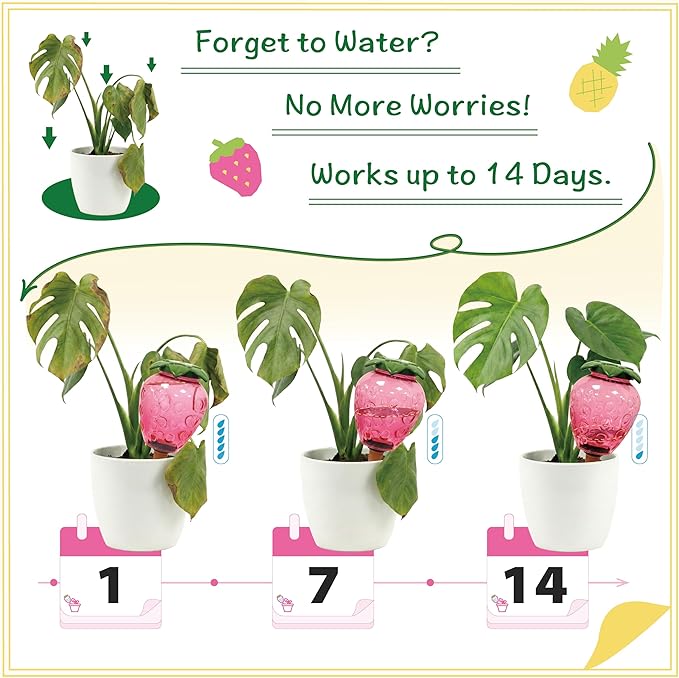 Extra Large Plant Watering Globes for Plants - 19oz Plant Watering Devices, Vacation Self Watering Globes with Slow Release, Indoor Plant Watering Bulbs, Plastic, 2-Pack(2 Pineapples)