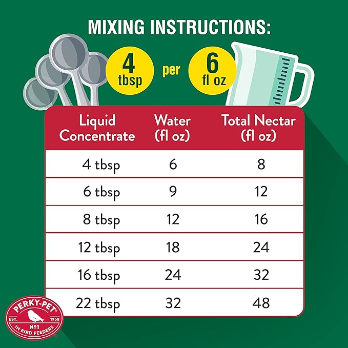 Perky-Pet Hummingbird Nectar Concentrate for Hummingbird Feeder - 32 oz - Makes 96 FL OZ of Red Food Nectar - 238