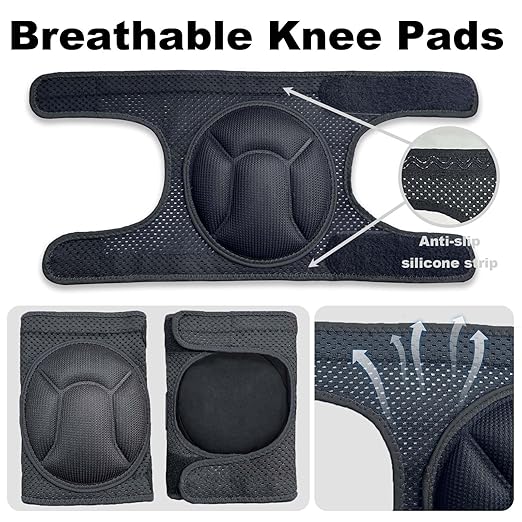 Knee Pads for Men Women Work, Gardening Kneeling Pad for Cleaning Floors, Cushion Kneepads for Flooring Crawling Painting Weeding, Concrete Kneepads for Adult and Elderly, Black M (1 pair)