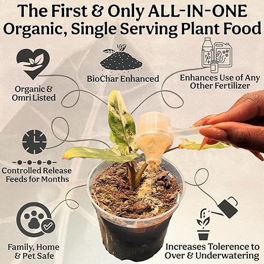 Organic Plant Food, Indoor Plant Food for Houseplants & Aroids, Organic Fertilizer for Flower & Vegetable Gardens, 1lb = 25 Servings, Feeds 50 gal Instantly and Slow Release