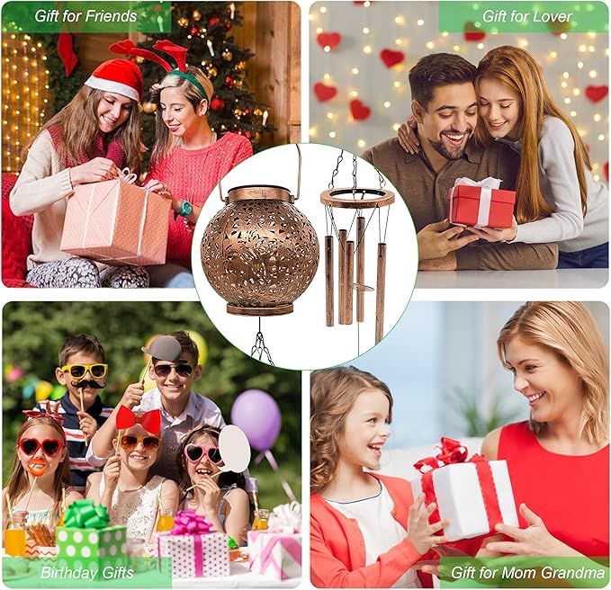 YJFWAL Hummingbird Wind Chimes for Outside, Gifts for Mothers Day Woman Mom Grandma,30" Metal Hanging Solar Lantern Wind Chimes Outdoor, Garden Decor Memorial Windchimes for Patio Porch Yard