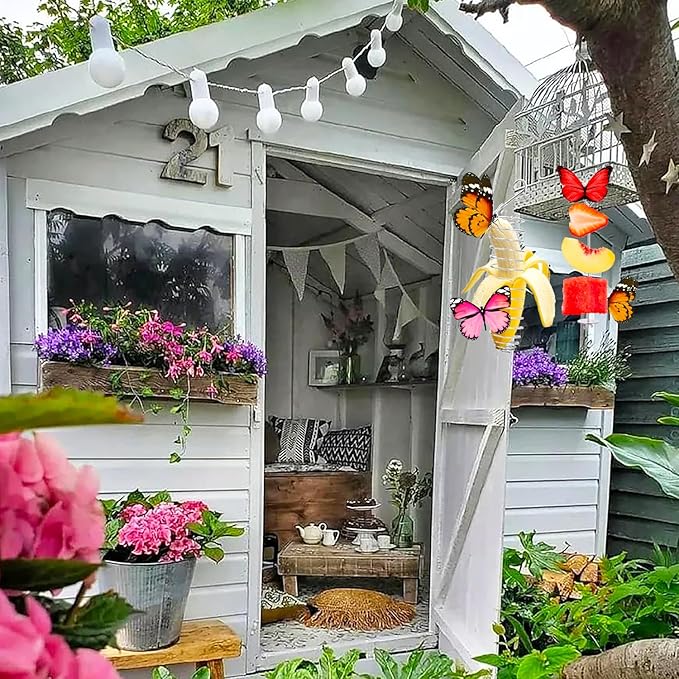 3 Pack Butterfly Banana Feeder, Stainless Steel Outdoor Banana Holder Hanging Butterfly Feeder for Garden Backyard Tree Banana Hammock Attracts Butterflies Bees Birds
