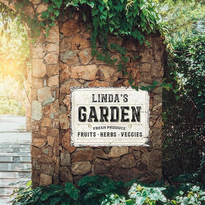 Custom Garden Fresh Produce Sign, Personalized Rustic Name for Backyard, Farm and Décor Sign, 18x24 Inches, Rust Free .063 Aluminum, Fade Resistant, Made in USA by Sigo Signs