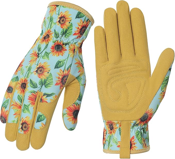 Pleneal Gardening Gloves for Women Men - Leather Garden Gloves Thorn Proof, Outdoor Protective Working Gloves for Weeding