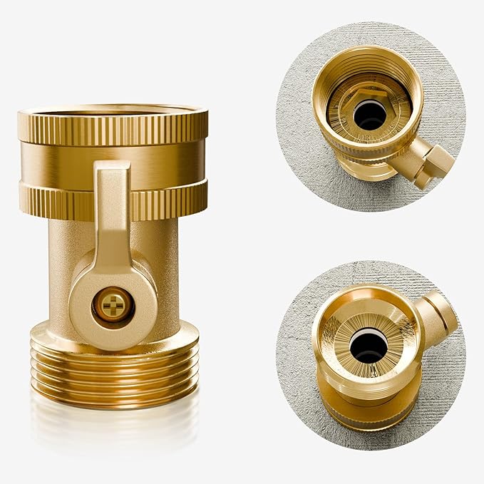 2 Pack Water Hose Shut Off Valve, Heavy Duty 3/4 Inch Solid Brass Garden Hose Shut Off Valve with 2 Extra Rubber Washers