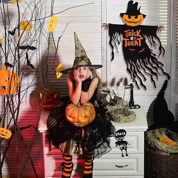 Halloween Garden Flag Outdoor Decorations for Outside Double-Sided Printed, Pumpkin Ghost Winter Yard Flags House Yard Seasonal Decoration 22 x 23 Inch Treat or Trick