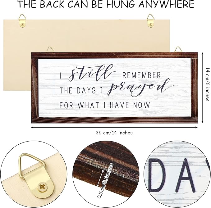 I Still Remember the Days I Prayed for What I Have Now Rustic Hanging Wood Wall Sign Retro Vintage Home Decor Wooden Farmhouse Plaque for Garden Home Farmhouse(White Background)