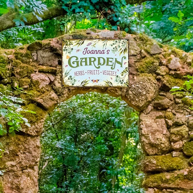 Custom Garden Sign, Present, Personalized Name for Vegetable Patch and Backyard Décor Sign, 10x14 Inches, Rust Free .040 Aluminum, Fade Resistant, Made in USA by Sigo Signs