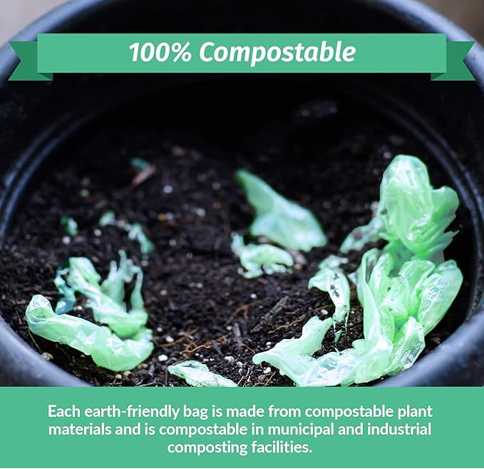 Reli. Compostable 6-8 Gallon Trash Bags | 100 Count | ASTM D6400 | Green | Eco-Friendly | For Compost