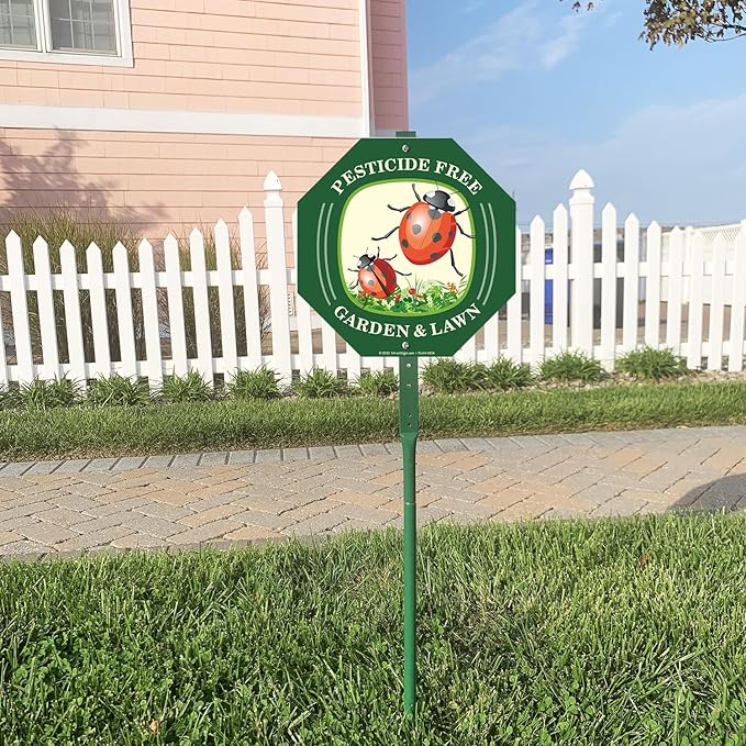 SmartSign 10 x 10 inch Pesticide Free Garden And Lawn Sign & Stake Kit, 40 mil Laminated Rustproof Aluminum, 3 foot Stake, Set of 1, For Yard, Made in USA