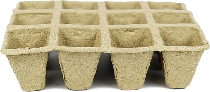 Set of 24 Biodegradable Eco Friendly Peat Tray! 3" - 12 Pot Tray - Recycled Non Bleached Peat Pots Perfect for Seed Germination! No Transplanting Required - No More Damaged Roots!