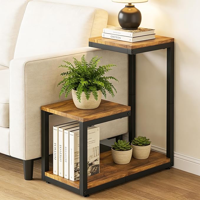 3 Tier Plant Stand Indoor, Thickened Metal Wood Corner Plant Shelf Stands for Multiple Plants, Indoor Tall Plants Stand Tiered Flower Holder for Living Room Patio Garden Balcony(Black+Brown)