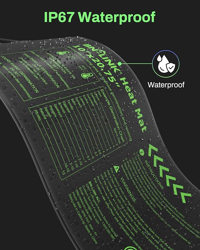 BN-LINK Durable Seedling Heat Mats for Seed Starting 10" x 20.75", 4 Pack Waterproof Warming Mat for Plants Germination, Plant Heating Pad for Indoor Growing, Hydroponic, Greenhouse, ETL Listed