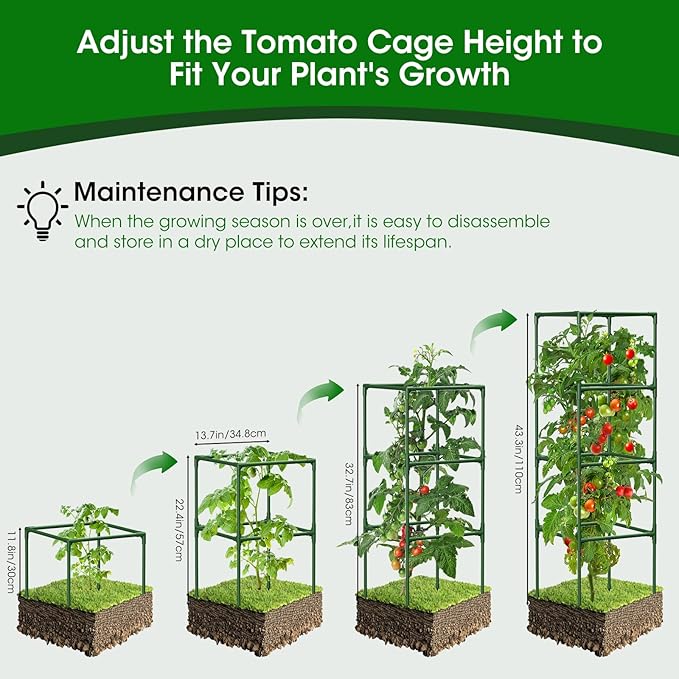 2 Pack Tomato Cage for Garden Support, 43 inch Tall Adjustable Plant Support Stakes, Tomato Trellis Extra Bold for Climbing Vegetables Plants Flowers