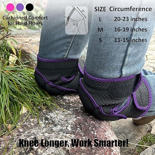 Knee Pads for Garden Work & Cleaning, Mechanic Kneepads for Adults Women & Men, Foam Knee Cushion with Breathable & Elasticity Straps for Gardening, Floor Cleaning, DIY, Concrete & Tile Work, Purple M