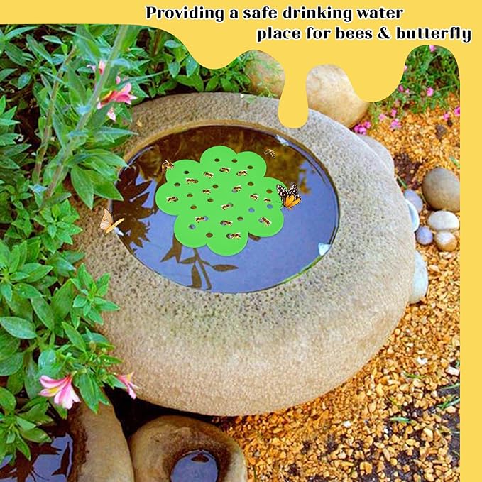 5 Pack Floating Bee Island, 6.5 Inch EVA Flower Shape Bee Watering Station, Bee Bath Bee Drinking Station Waterer & Butterfly Water Stations Butterfly Feeders for Outdoors Thirsty Pollinators Feeding
