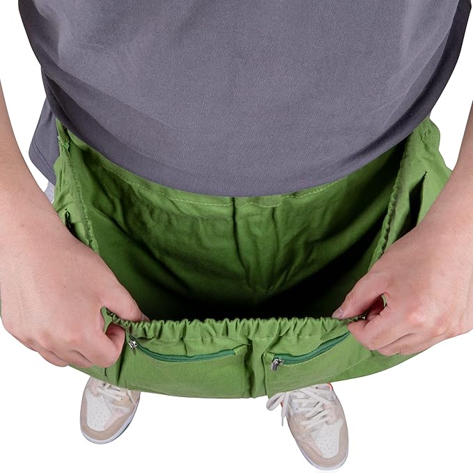codree Harvest Apron for Garden Vegetable-Adjustable Harvest Picking Apron with 4 Pockets for Gardeners Pick Fruit Weeding