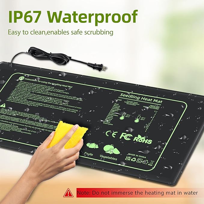 Seedling Heat Mat for Seed Starting, 2 Pack Plant Heat Mats Indoor Germination Growing Gardening Brewing, Waterproof Greenhouses Warming Heating Pad Terrarium Reptile Seed Rooting 10"X20.75"