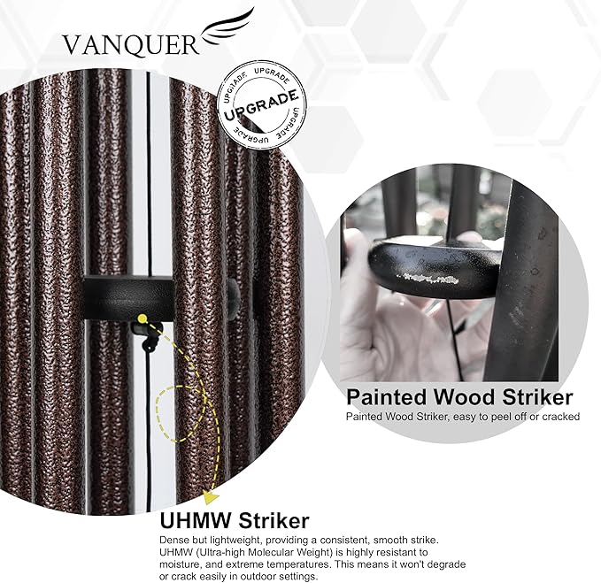 Vanquer Wind Chimes for Outside Deep Tone - 38'' Wind Chimes Outdoor Clearance, Deep Tone, Soothing, Windchimes Outdoors, Memorial, Sympathy, Garden Patio Yard, Home Décor (38" Bronze)