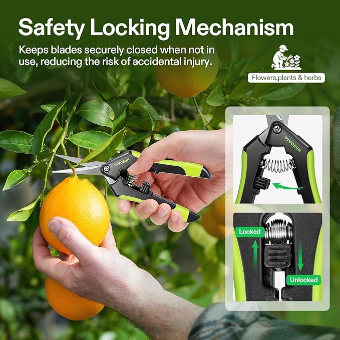 VIVOSUN Gardening Scissors, 6.5 Inch Hand Pruner Pruning Shear with Straight Stainless Steel Blades Black 2-Pack