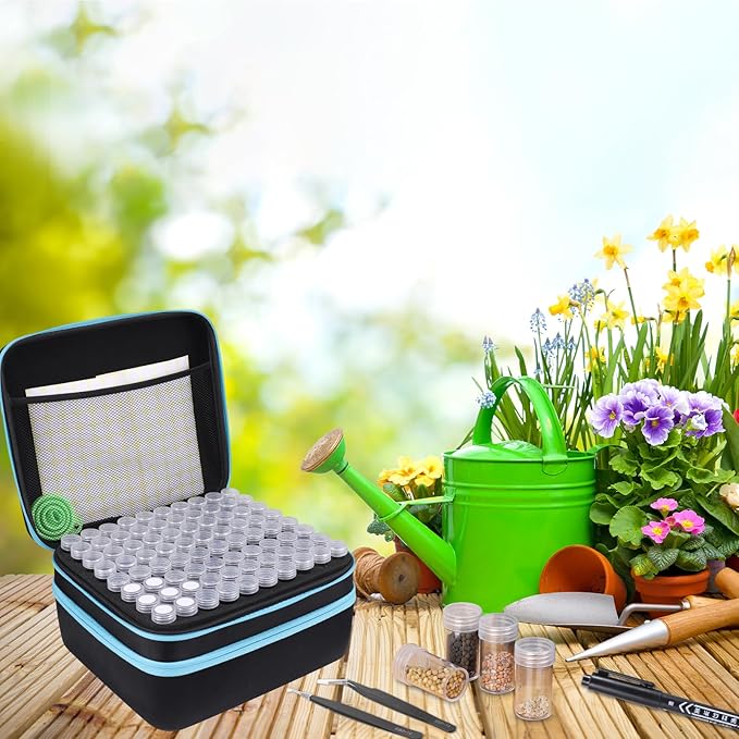 240 Slots Seed Storage Organizer Sturdy Seed Organizer Storage Box Containers Label Stickers Funnel Straight Curved Tip Tweezers for Vegetable Plants Garden