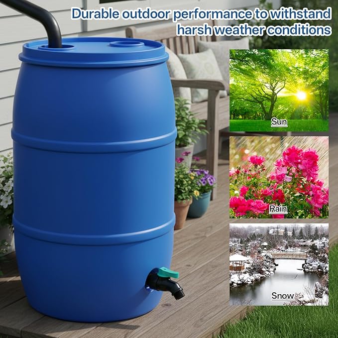 Rain Barrel Spigot Kit Plastic High Flow Rain Barrel Faucet 3/4" NPT to 3/4" GHT Barrel Valve No Inside Access Needed for Outdoor Plastic Bucket Rainwater Drums Garden