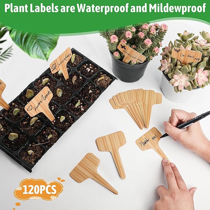 Plant Labels Tags Markers 120pcs Plastic Garden Tags & Stakes with Permanet Marking Pen for Plants Waterproof Seed Labels for Outdoor Garden Accessories
