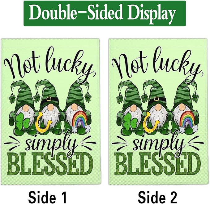 Happy St Patricks Day Garden Flag St Patrick's Day Yard Sign Garden Flags for Outside 12x18 Double Sided Shamrock Lucky Irish Blessing Signs Outdoor Decorations