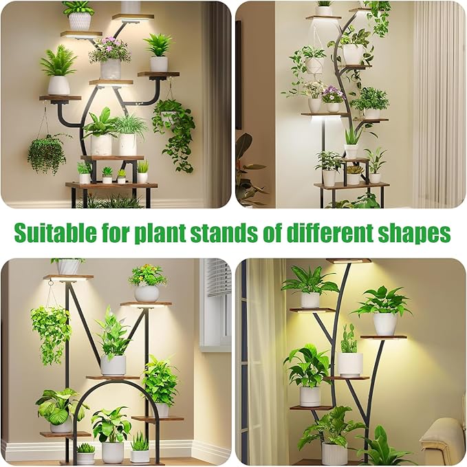 3 Head 7.8 Inches LED Grow Light Strips, Grow Lamps for Indoor Plants Full Spectrum 3000K, 72 LEDs Plant Light Strips with 3/9/12H Timer, 10 Dimmable Levels for Seedling Succulent