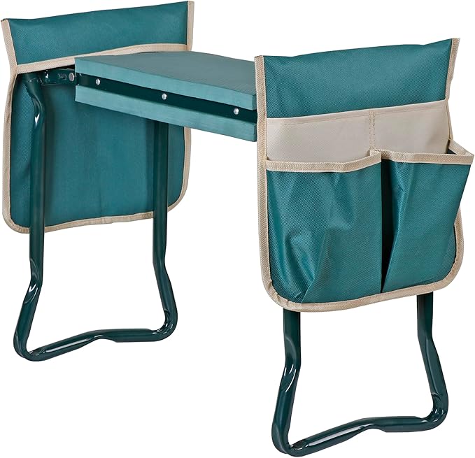 SUPER DEAL Folding Garden Kneeler and Seat with 2 Free Tool Pouches - EVA Foam Pad Protects Your Knees - Sturdy and Lightweight