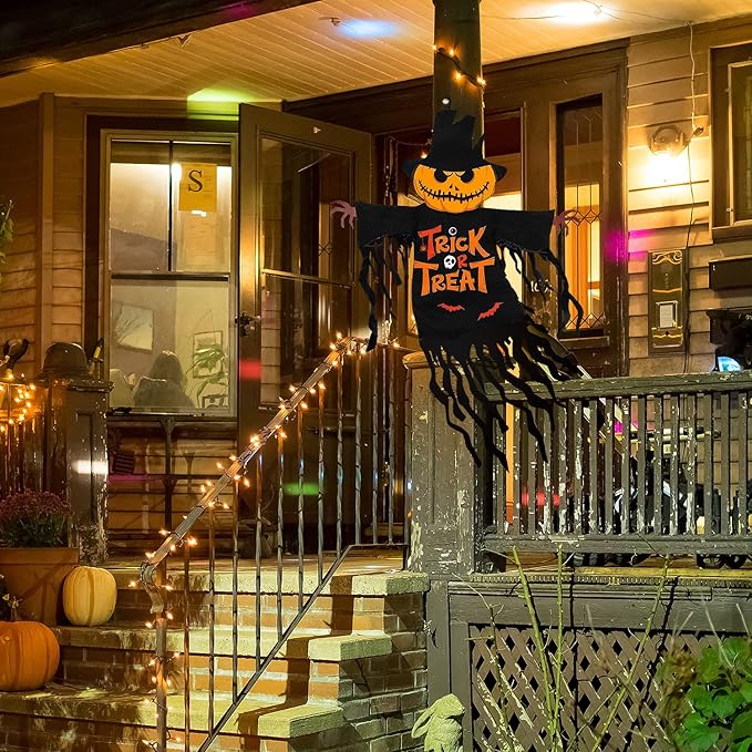Halloween Garden Flag Outdoor Decorations for Outside Double-Sided Printed, Pumpkin Ghost Winter Yard Flags House Yard Seasonal Decoration 22 x 23 Inch Treat or Trick
