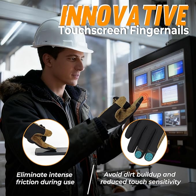 HANDLANDY Work Gloves for Men & Women, Utility Mechanic Working Gloves Touch Screen, Flexible Gardening Gloves for Yard