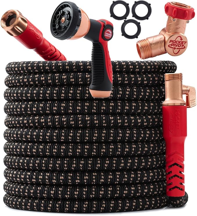 Pocket Hose Copper Head w/New Pocket Pivot Expandable Garden Hose 150FT, AS SEEN ON TV, Swivels 360°, Advanced Tri-Tex Tubing & Force Field Jacket, 3X Stronger, Lead-Free, No-Kink, Anti-Burst w/APT