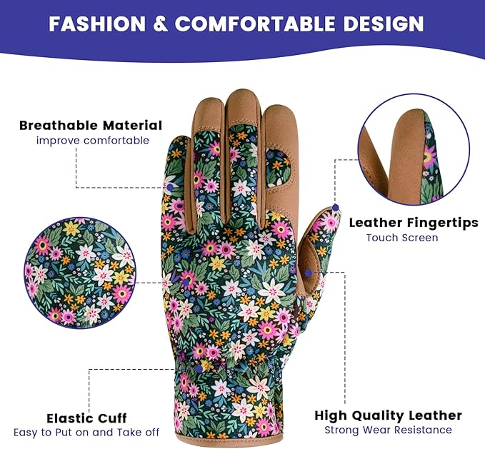 fauson Gardening Gloves - Gardening Gloves for Women Firm Grip Breathable Garden Gloves Thorn Proof for Digging, Planting
