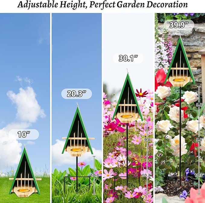 New Butterfly House and Feeder for Outside, Wooden Butterfly House with Metal Stake for Garden, Natural Butterfly Habitat with Butterfly Puddler on The Floor or Hanging on Tree Wall
