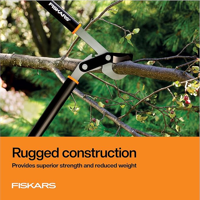 Fiskars 32" PowerGear Bypass Loppers, Patented Mechanism Multiplies Force to Reduce Strain, Heavy-Duty Precision-Ground Steel Blade for Living Growth, Trims Tree Branches up to 2" Diameter