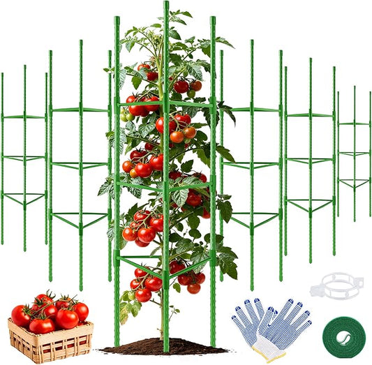 WAENLIR 6-Pack Tomato Cage for Garden, Up to 51 Inch Tomato Trellis for Raised Garden Bed, Plant Stakes for Pots, Durable Tomato Plant Support Garden Stakes for Climbing Plants (Green, 51 inch 6 Pack)