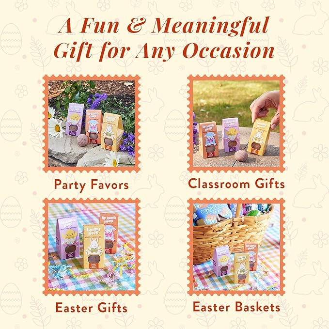 Modern Sprout Wildflower Seed Ball Poop - Easter Basket Essentials - Non-GMO Hand-Rolled Clay Seed Bombs with Wildflower Seeds - Gardening Gift Set for Kids & Adults - (Easter Plop - Pack of 3)