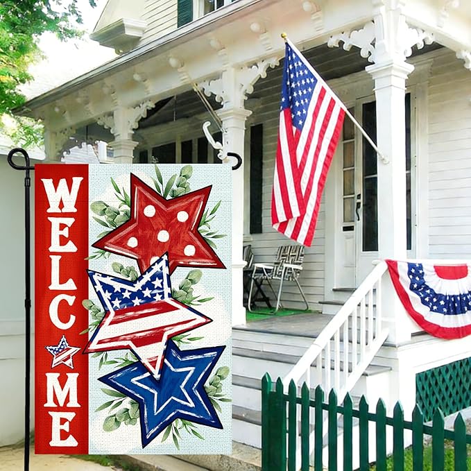 4th of July Garden Flag 12x18 Inch, Double Sided Flag for Yard Outdoor Decoration