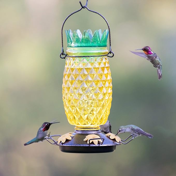 Perky-Pet 9110-2 Pineapple Top-Fill Glass Hummingbird Feeder – 28 oz
