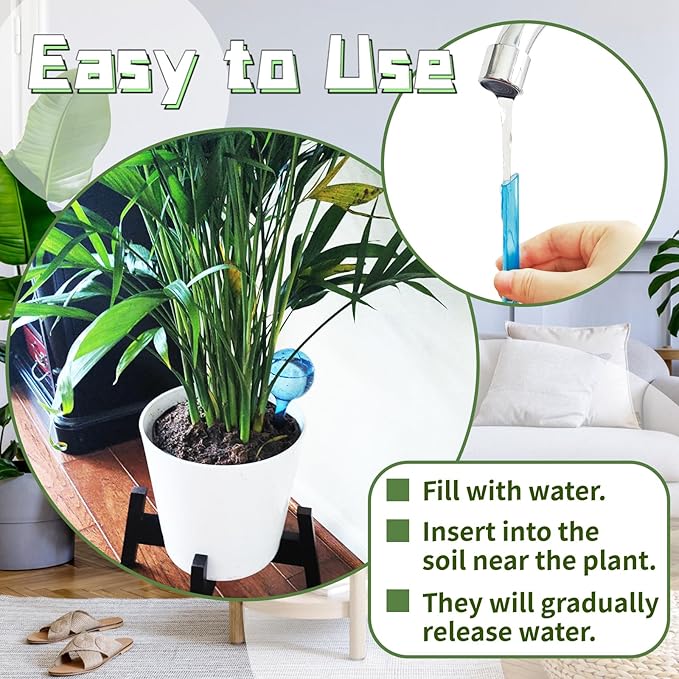 Bvrbaory 10 Pcs Watering Cans,Plant Watering Globes,Plastic Self-Watering Bulb for Indoor Outdoor Potted Flower,Blue