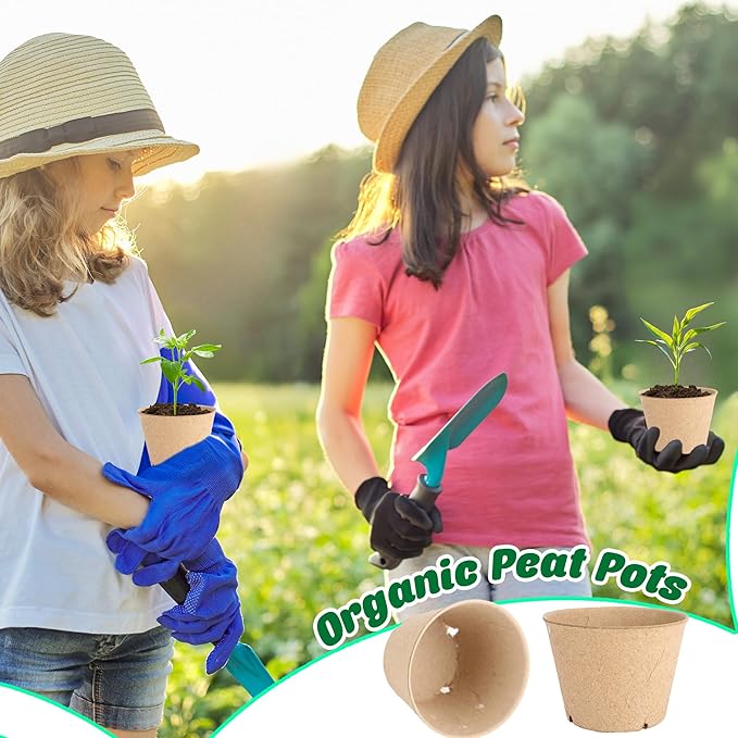 60 Packs 3.15 Inches Seed Starting Pots Biodegradable Drainage Holes Round Nursery Pot with 10 Planting Labels Small Seed Starter Tray Bulk Garden Container for Herb Seed Starter