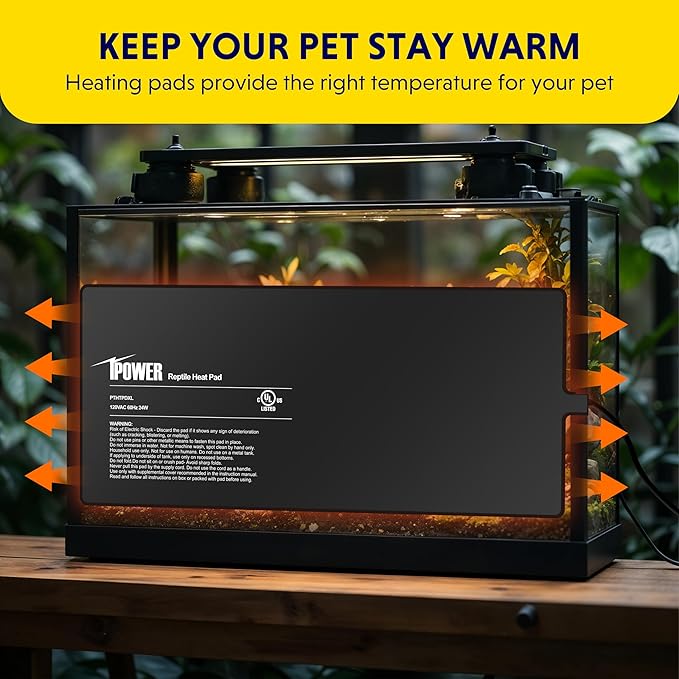 iPower 8x18 Inch Reptile Heat Pad Under Tank Heater, Energy-Efficient & Waterproof Design Terrarium Warmer Mat for Turtles, Lizards, Snakes, 2 Pack