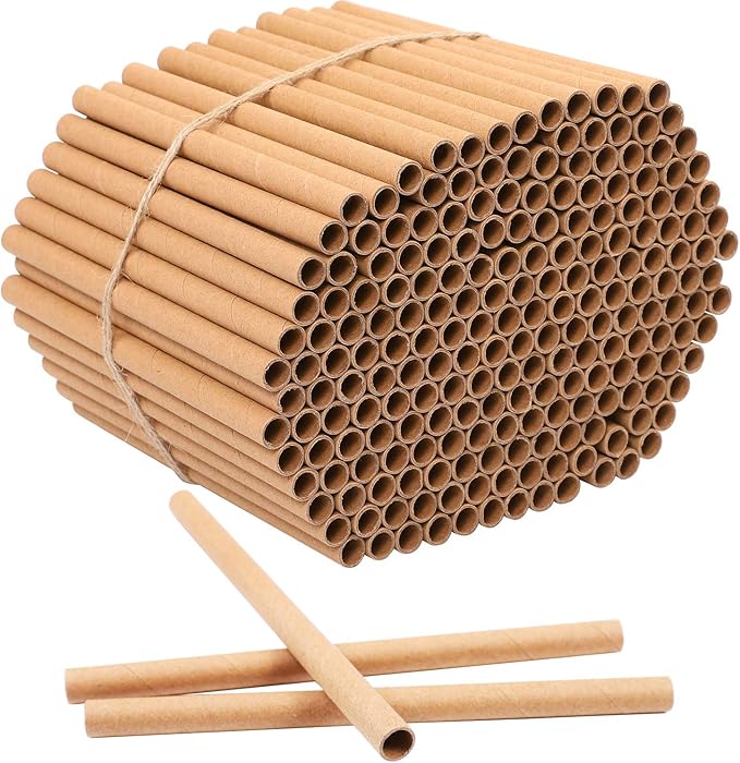 URATOT 200 Pieces Mason Bee Tubes, 6 Inches, Brown Kraft Paper, Bee Houses, Refill Tubes